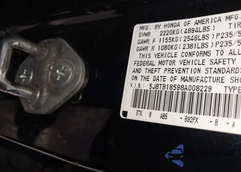 2008 Acura Rdx Tech Pkg z USA, uszkodzony, nr VIN 5J8TB18598A008229